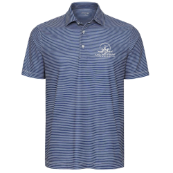 Navy/White Striped Performance Polo with UPF Protection