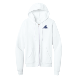 White Zip Up Hoodie with Waving Flag Logo